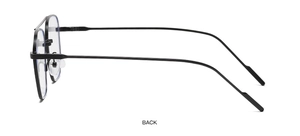 Detailed side view of metal double bridge eyeglasses featuring slim temples and nose pads