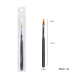 Professional nylon nail art brush with black handle and 1.4cm brush head for manicure