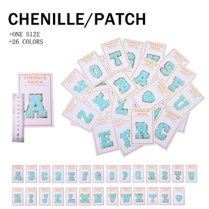 Chenille Letter Patches Glitter Border Self Adhesive Embroidery Appliques For Clothing Bags Hats DIY Decor