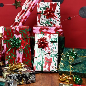 Gift Wrapping Paper Roll Metallic Aluminized Paper Christmas Snowflake Tree Bow Patterns For Birthday Valentines Day Holiday Decorative
