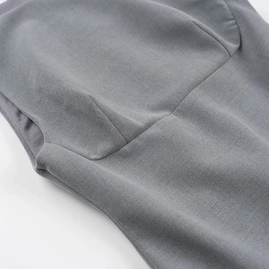 Minimalist grey sleeveless boat neck dress featuring high-quality fabric and side seams