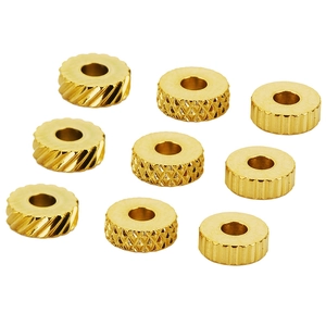 6mm Stainless Steel Spacer Beads For Jewelry Making Textured Wheel Loose Beads Grid Vertical Diagonal Pattern Beads Gold Steel Color DIY Accessories