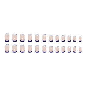 Sparkling French denim blue square press-on nails set with glitter gradient design