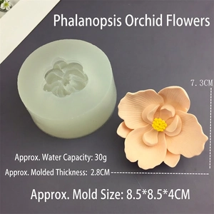 Macro detail of orchid flower silicone mold with precise floral texture and dimensions