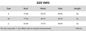Tableau des tailles détaillé pour robe en dentelle incluant buste, taille et hanches en cm