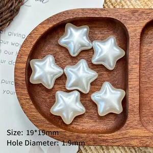 Detailed size view of 19mm star shaped pearlescent acrylic beads for DIY jewelry making