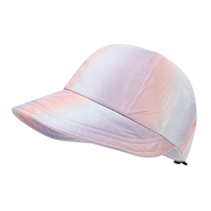 Colorful pastel tie-dye sun hat with wide brim and adjustable back strap for women