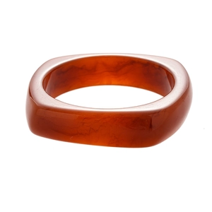 Retro amber resin geometric square bangle with irregular marbled texture for women