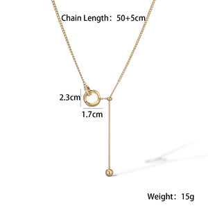 Detail showing gold pendant necklace dimensions with chain length and pendant size specs
