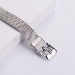 Classic silver stainless steel mesh bracelet with tree of life Roman numerals charm