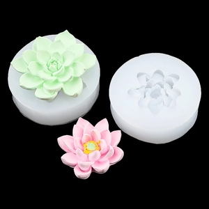 3D lotus succulent silicone mold for DIY candles, soap and plaster crafts on black base
