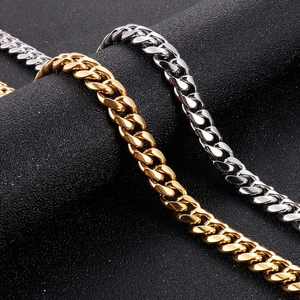 Mens hip hop cuban link chain necklaces in polished gold and silver finish