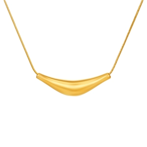 Collana minimalista in acciaio inossidabile dorato con ciondolo a corno lucido
