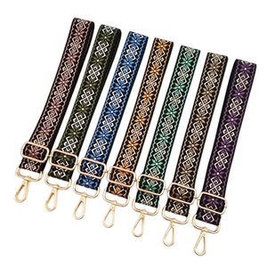 Tracolle larghe in stile etnico con ricamo floreale jacquard e fibbie dorate