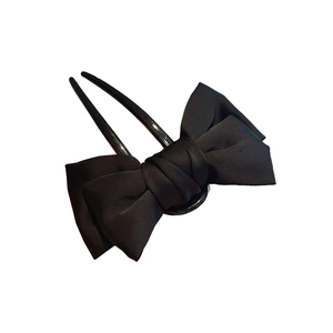 Classic black satin bow hair fork pin for elegant Chinese Hanfu hair styling