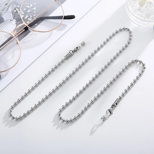 Silver bead chain sunglasses holder with lobster clasps and silicone loops