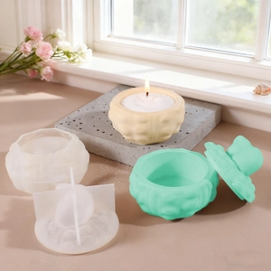 DIY silicone mold for making textured conch-shaped candle jars and resin storage boxes