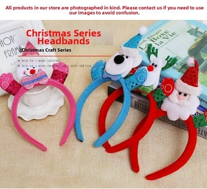 Three-piece set of LED Christmas headbands with snowman, polar bear, and Santa designs
