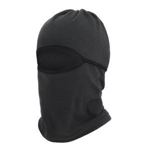 Cagoule thermique en polaire noire pour sports d'hiver avec protection faciale coupe-vent