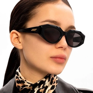 Irregular Polygon Cat Eye Sunglasses UV400 Protection PC Frame Metal Decoration Fashion Trendy Eyewear For Women