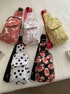 Stylish nylon crossbody chest bag set with various sports ball patterns for women