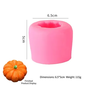 Pink silicone pumpkin mold for fondant with 6.5cm diameter and 5cm height dimensions
