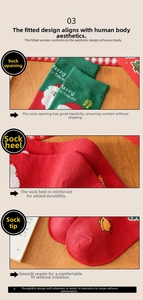 Detailed views of Christmas cotton socks showing elastic cuffs and reinforced heel durability