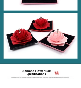 Rhombus jewelry gift box unfolding to reveal a handcrafted paper rose ring holder
