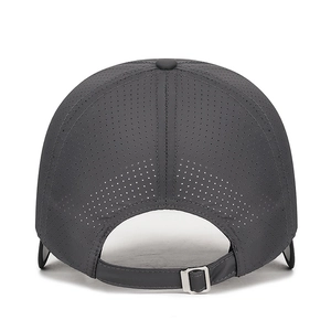 Quick-dry sun hat with laser-cut ventilation holes and adjustable metal buckle