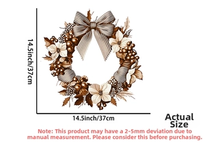 Detail showing the 14.5 inch dimensions of the vintage Christmas wreath wall sticker