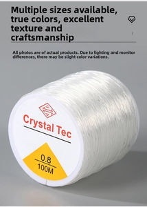 Detailed view of 0.8mm crystal elastic string spool for DIY jewelry making and beading
