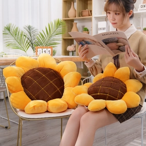 Sunflower plush floor pillow and cushion set for home decor and seating comfort