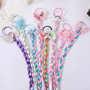 Kids colorful braided hair ties cute unicorn butterfly hair accessories hair extension ropes