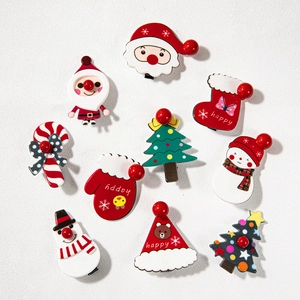 Pinces À Cheveux De Noël Dessin Animé Père Noël Bonhomme De Neige Renne Acrylique Alliage Accessoires De Fête Cadeaux