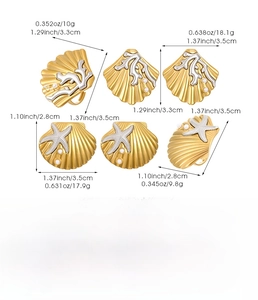 Detailed size and weight specifications for stainless steel shell and starfish rings