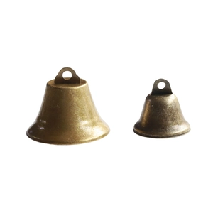 Vintage bronze metal open bells for DIY Christmas decor and wind chimes set of two