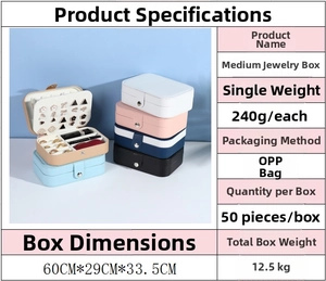 Compact PU leather jewelry box featuring dual-layer storage for earrings and rings