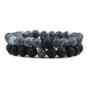 Ensemble de bracelets en pierre de lave et agate pour huiles essentielles femme