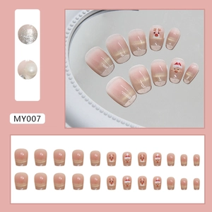 Christmas press-on nails with 24 pieces featuring cat eye cat-eye gradient and reindeer art