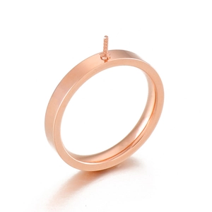 Macro detail of rose gold stainless steel ring setting with needle for jewelry DIY