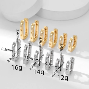 Detailed size chart of sparkling zircon hoop earrings in gold and silver finishes