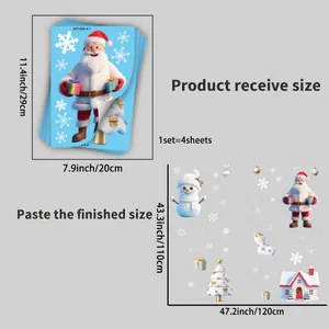 Size details of 4 sheets Christmas snowman window stickers for a large home holiday display