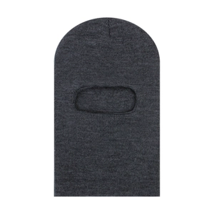 Dark grey knitted balaclava hat for kids with single eye opening for winter warmth