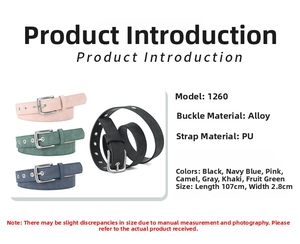 Detail view of matte PU leather belt with alloy pin buckle showing premium texture