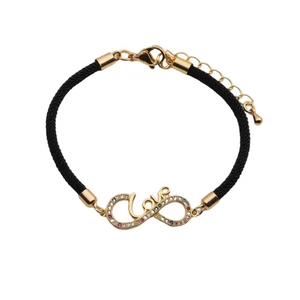 Minimalist infinity love bracelet with gold-plated copper and colorful zircon stones