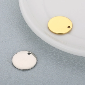 Polished gold and silver round stainless steel charm pendants for DIY jewelry making