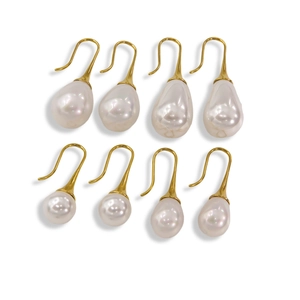 Minimalist 14K gold stainless steel earrings with baroque pearls in various sizes