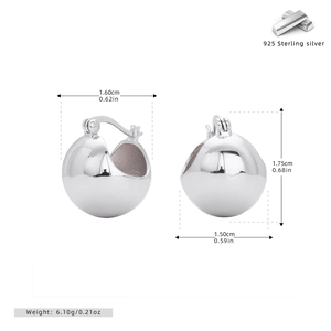 Detailed dimensions of S925 sterling silver ball earrings showing height and weight