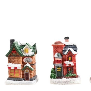 Modern glowing resin Christmas house ornaments with snowy details for micro landscapes
