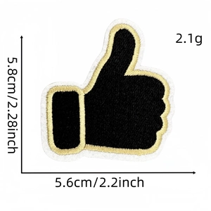 Black and gold thumbs up embroidered patch for graduation season, 5.8cm x 5.6cm size